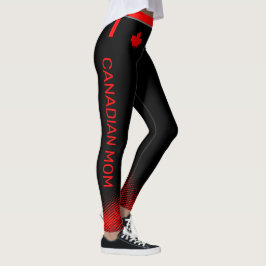 Leggings Orgullosa MOM canadiense con hoja de arce roja en