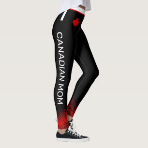 Leggings Orgullosa MOM canadiense con hoja de arce roja en 