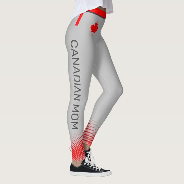Leggings Orgullosa MOM canadiense con hoja de arce roja en  (Derecha)