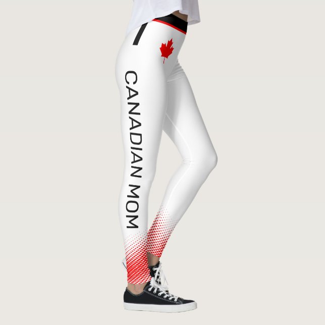 Leggings Orgullosa MOM canadiense con hojas de arce rojas e (Derecha)