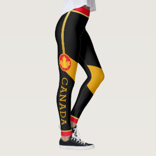 Leggings Orgulloso patriota canadiense con hoja de arce dor