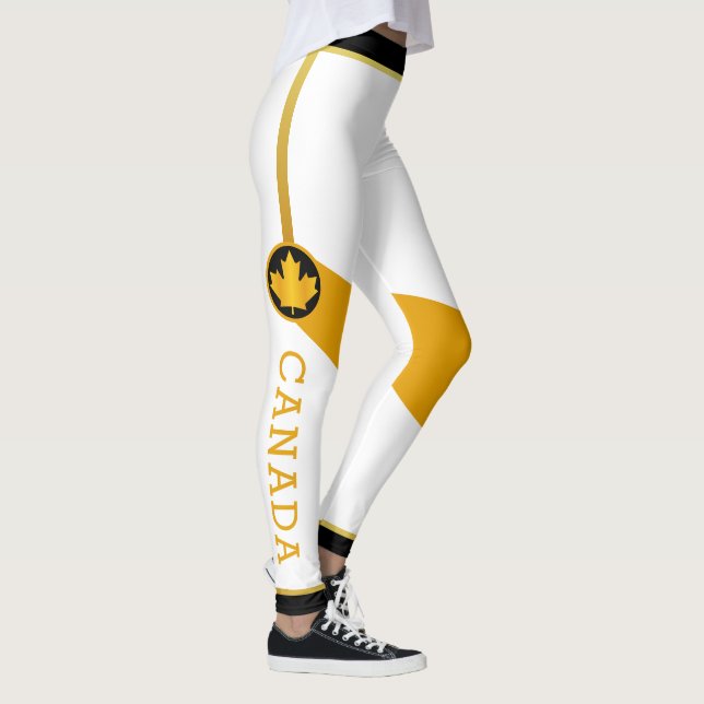 Leggings Orgulloso patriota canadiense con hoja de arce dor (Derecha)