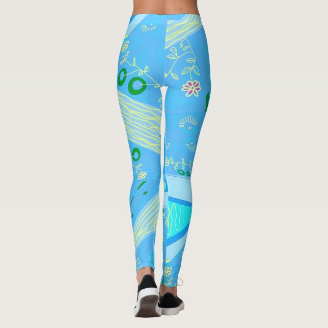 Leggings Origami Chintz (L) Azul Amarillo Verde 2 (Reverso)