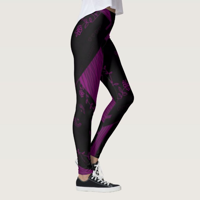 Leggings Origami Chintz (L) Black Dusty Fuchsia (Derecha)