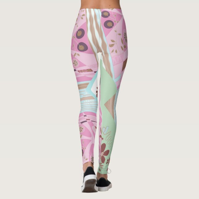 Leggings Origami Chintz (L) Dusty Pink Blue Brown White (Reverso)