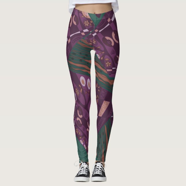 Leggings Origami Chintz (L) Dusty Purple Brown Green (Anverso)
