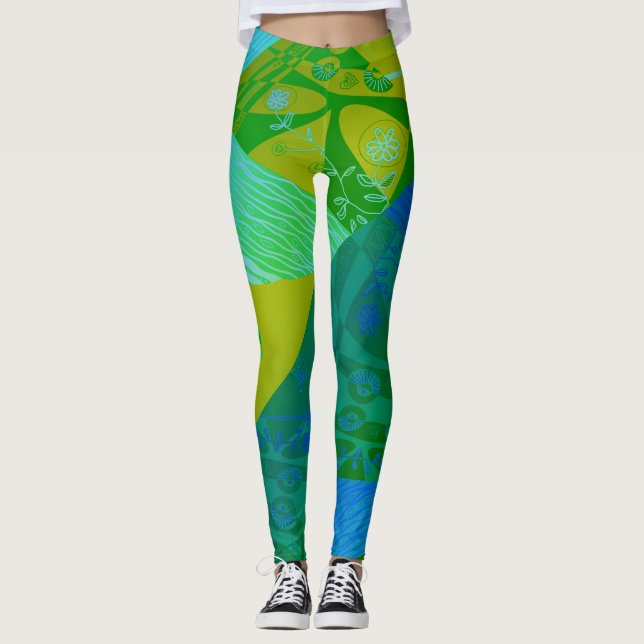 Leggings Origami Chintz (L) Green Cyan Blue Grad (Anverso)