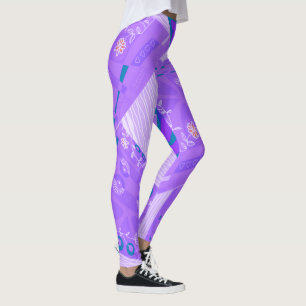 Leggings Origami Chintz (L) Lilac Blanco Verde azulado