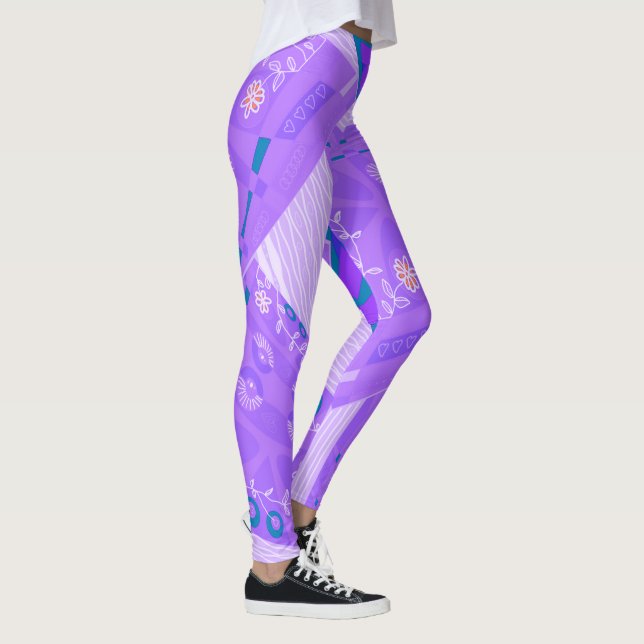 Leggings Origami Chintz (L) Lilac Blanco Verde azulado (Derecha)