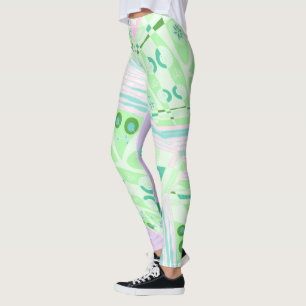 Leggings Origami Chintz (L) Lilac rosa verde Verde azulado