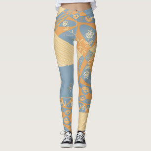 Leggings Origami Chintz (L) Naranja medio Gunmetal Gray