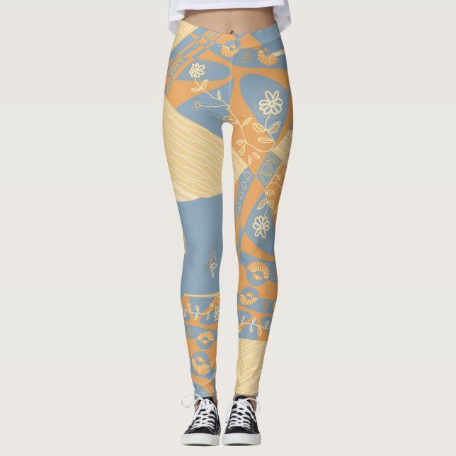 Leggings Origami Chintz (L) Naranja medio Gunmetal Gray (Anverso)