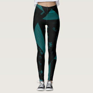 Leggings Origami Chintz (L) Negro Dusty Duck Huevo Azul