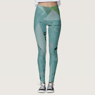 Leggings Origami Chintz (L) Spearmint Grey Green