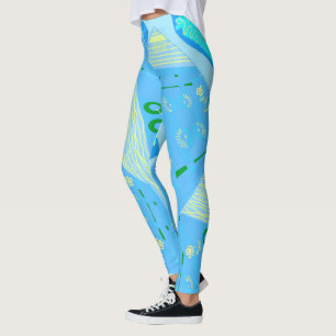 Leggings Origami Chintz (L) Verde Amarillo Azul