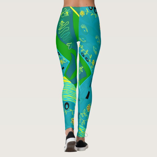 Leggings Origami Chintz (L) Verde Amarillo Verde azulado (Reverso)
