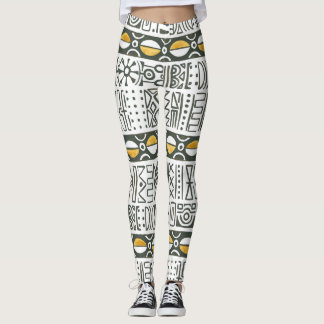 Leggings Origen étnico africano, acuarela sin fisuras.