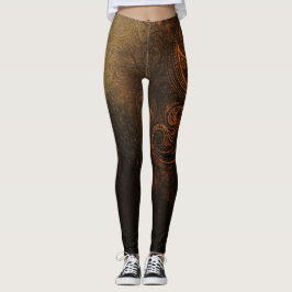 Leggings 🖤 Ornamental Dark Gold Pattern - Luxurious & Intr