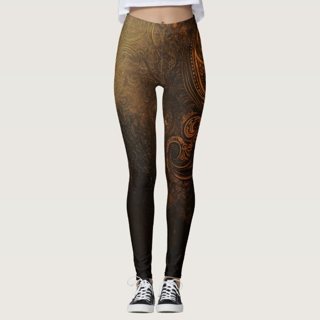 Leggings 🖤 Ornamental Dark Gold Pattern - Luxurious & Intr (Anverso)