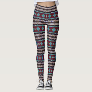 Leggings Ornamento bohemio en etnoestilo, azteca
