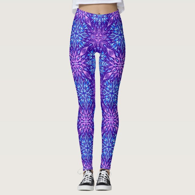 Leggings Ornamento de copos de nieve de cristal brillante (Anverso)
