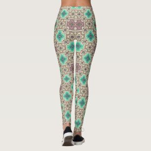 Leggings Ornamento de oliva verde