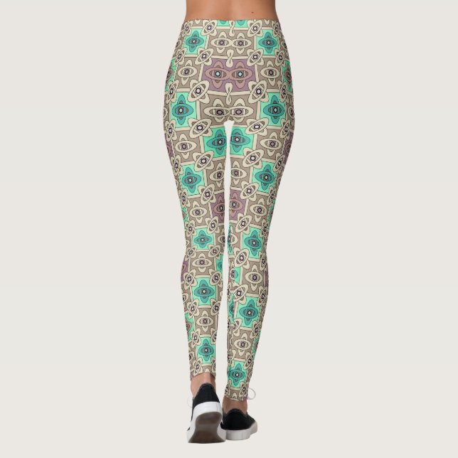Leggings Ornamento de oliva verde (Reverso)