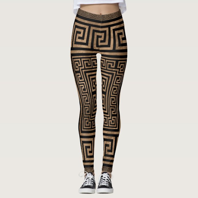 Leggings Ornamento dominante griego - meandro griego - oro (Anverso)