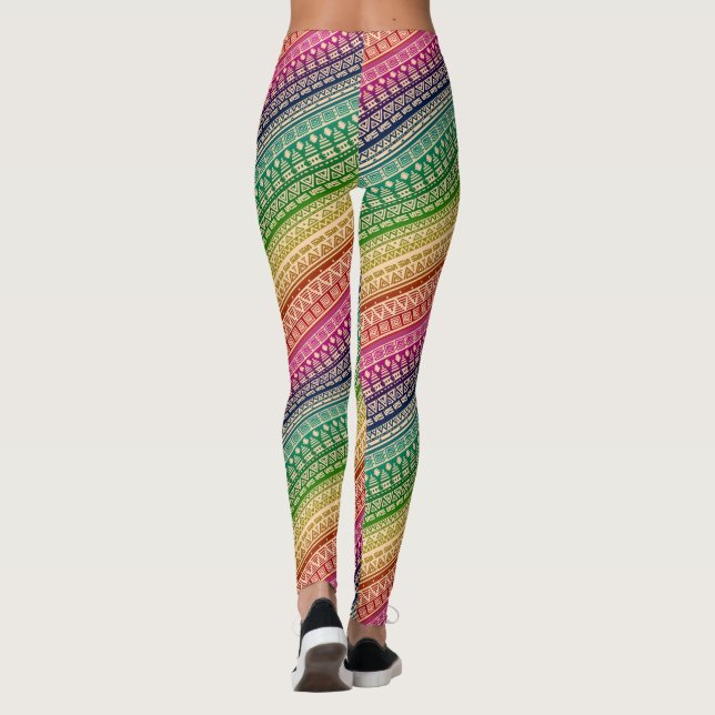 Leggings Ornamento étnico, arcoiris (Reverso)