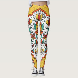 Leggings Ornamento floral: Motivos indios turcos.