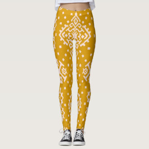 Leggings Ornamento folclórico de Ikat - textura étnica.