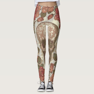 Leggings Ornamento retro de cráneos y Rosas