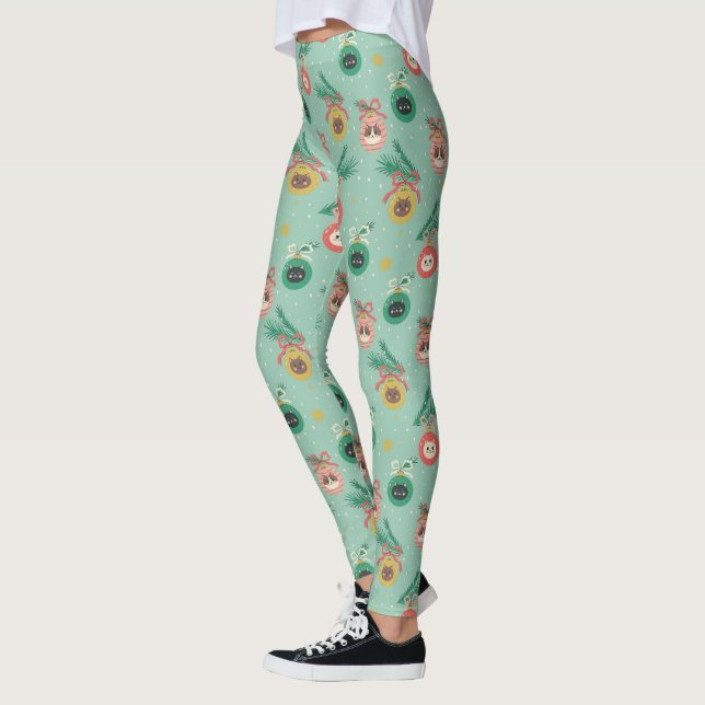 Leggings Ornamentos de gato en el patrón de árbol (Izquierda)