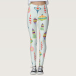 Leggings Ornamentos de Navidad retro | Mediados del siglo M<br><div class="desc">Ornamentos retro de la era atómica | Mediados del Siglo Moderno. Patrón de repetición de adornos navideños pintados en tonos pastel</div>