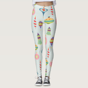 Leggings Ornamentos de Navidad retro   Mediados del siglo M