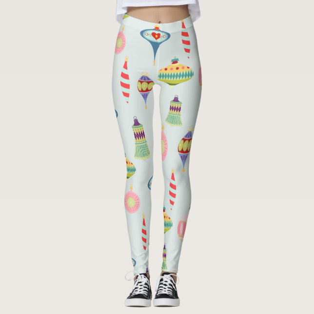 Leggings Ornamentos de Navidad retro | Mediados del siglo M (Anverso)