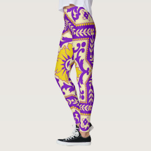 Leggings Ornamgrama de estilo cerámico de Azulejo Monograma