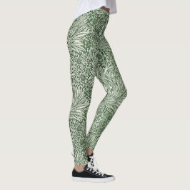 Leggings Ornate floral pattern of white flowers & leaves