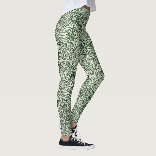 Leggings Ornate floral pattern of white flowers & leaves (Derecha)