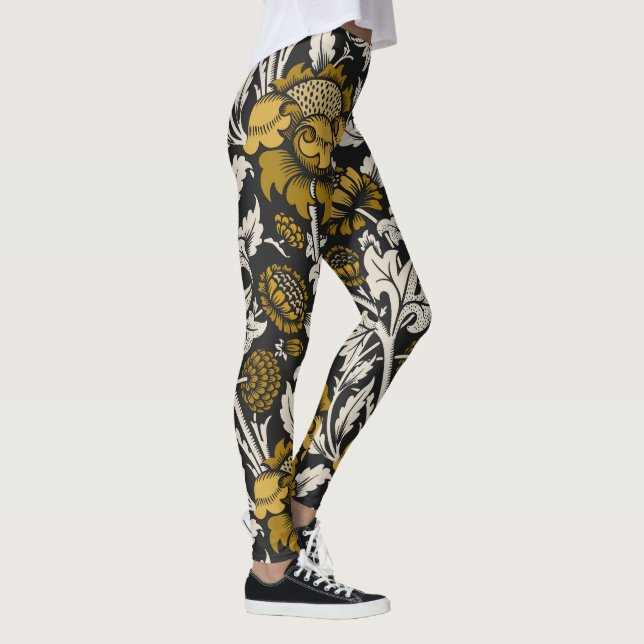 Leggings Ornate floral pattern with large gold flowers  (Derecha)
