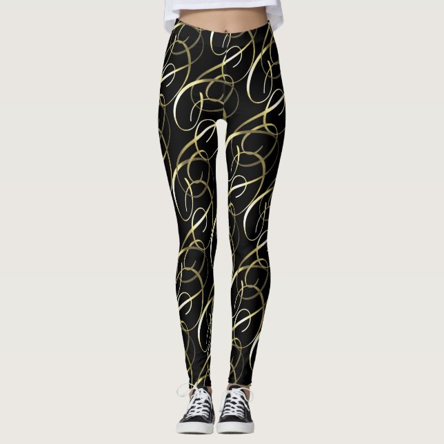 Leggings Ornate Gold se inunda en cualquier color (Anverso)