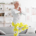 Leggings Oro amarillo blanco simple y marrón<br><div class="desc">Un diseño bonito y sencillo de margarita en blanco sobre un fondo amarillo con un elegante centro dorado.</div>