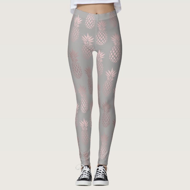 Leggings Oro color de rosa femenino elegante y modelo gris (Anverso)