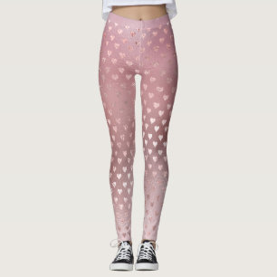 Leggings Oro color de rosa rosado de los pequeños corazone