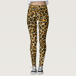 Leggings Oro de impresión de leopardo moderno
