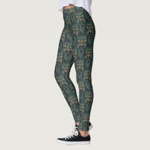 Leggings Oro floral Art Nouveau y verde