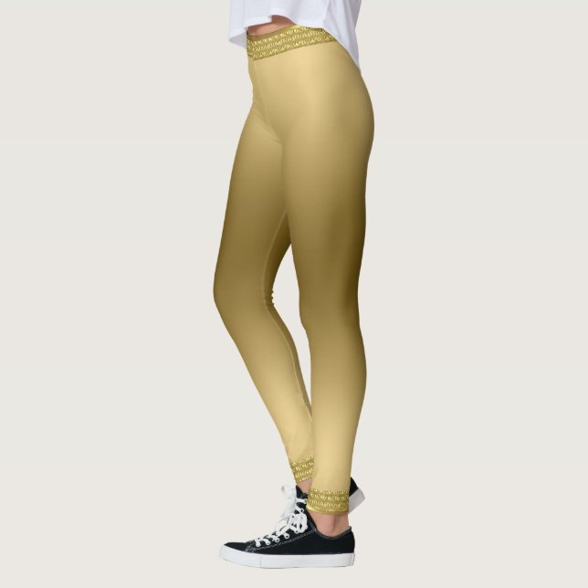 Leggings Oro metálico moderno con borde (Izquierda)