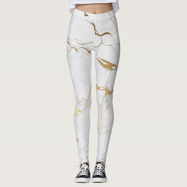 Leggings Oro Metálico Y Marcado Blanco (Anverso)