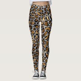 Leggings Oro metálico y puntos de leopardo negro en legión 