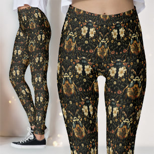 Leggings Oro Negro Escarabajo Egipcio Art Déco